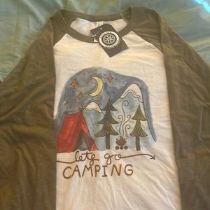 Let’s Go Camping 3/4 sleeve baseball t-shirt size M